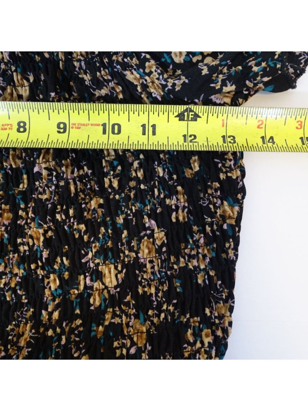 Floral Smocked Off-Shoulder Maxi Dress Black Women Size S Cottagecore Boho - Picture 7 of 10